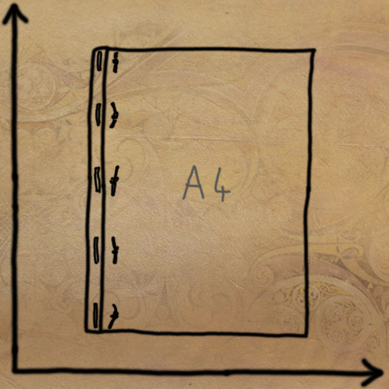 Schéma d'un grimoire, à l'échelle avec dimensions