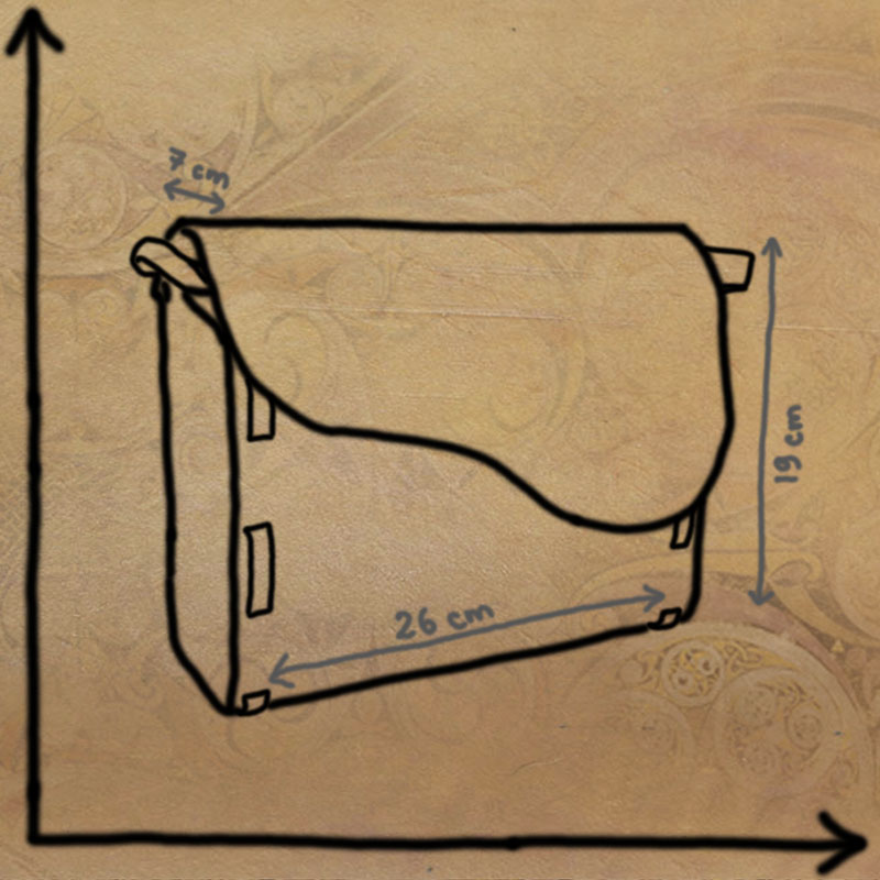 Schéma d'un petit Cartable Minipouce, à l'échelle avec dimensions