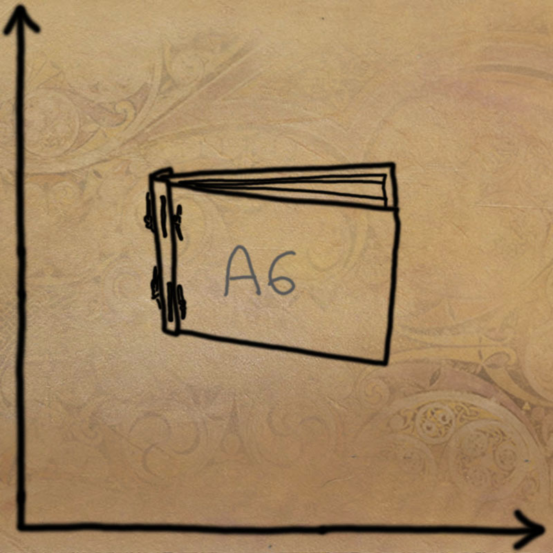 Schéma d'un mini cahier, à l'échelle avec dimensions
