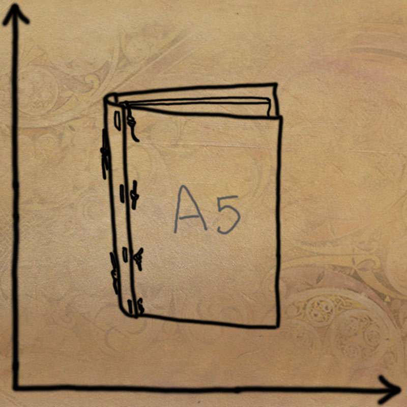 Schéma d'un petit cahier, à l'échelle avec dimensions
