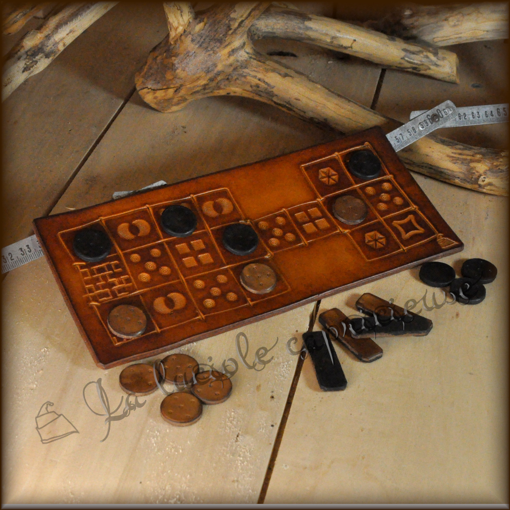 Jeu royal d'Ur en cuir, jeu ancien fait main